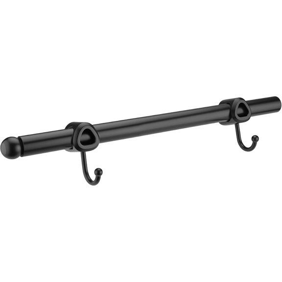 Valet Rod for Closet Pull Out with Hooks, Easy To Install (Black, 14 Inch)