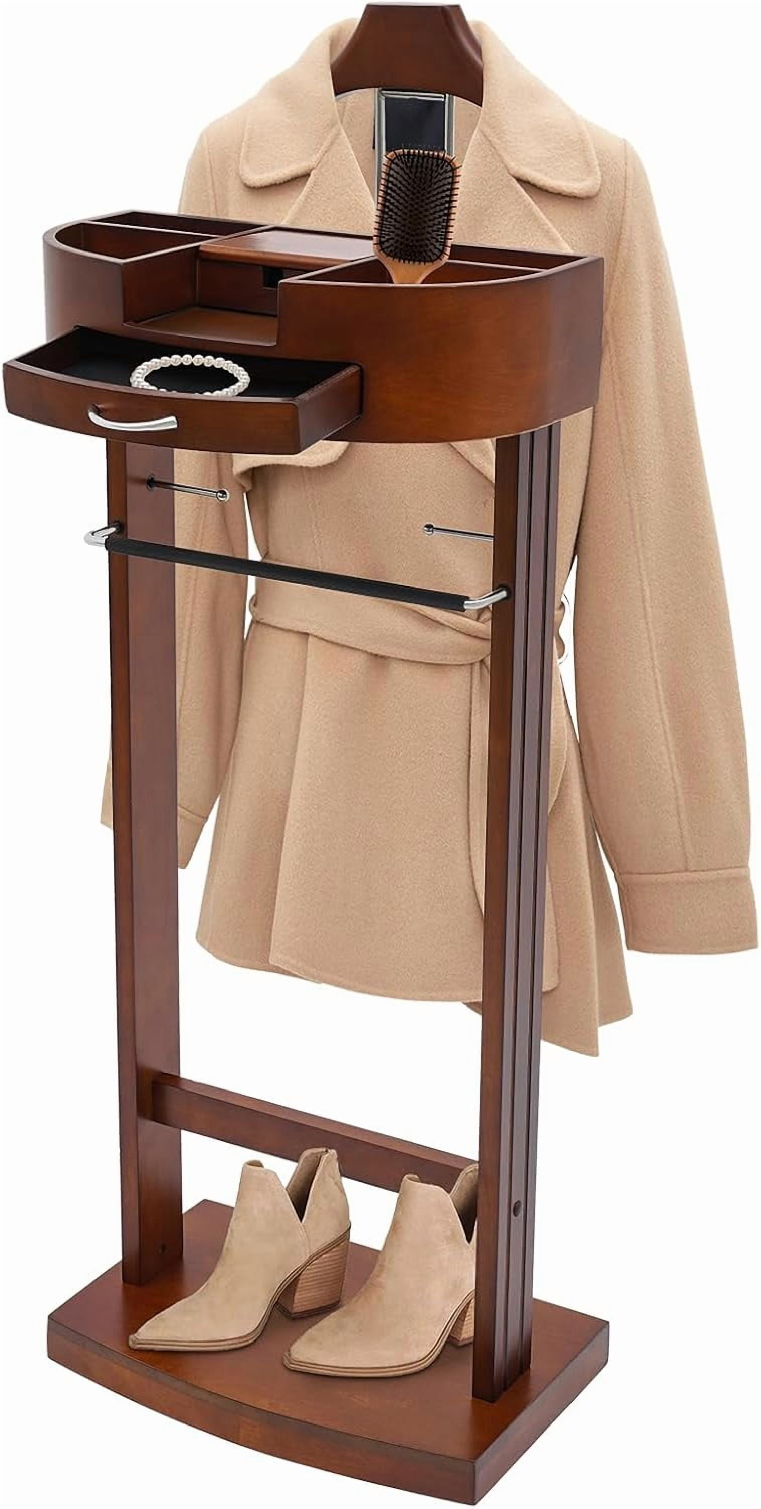 Valet Stand for Men Wood Suit Rack 22LBS Load Mens Valet Stand with ...