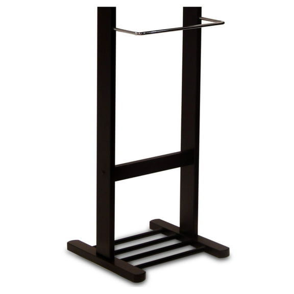 Valet Stand - Shirt, Trouser & Shoe Organizer - Espresso Finish - 55.2" Height - Wood & Metal Valet Rack for Bedroom & Closet