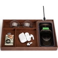 thumbnail image 1 of Valet Tray, Built in Wireless Charging Pad, Nightstand Organizer, Dresser Organizer, Mens Jewelry Box, Valet Charging Station, Faux Leather Valet Tray for Men and Women, (Black), 1 of 4