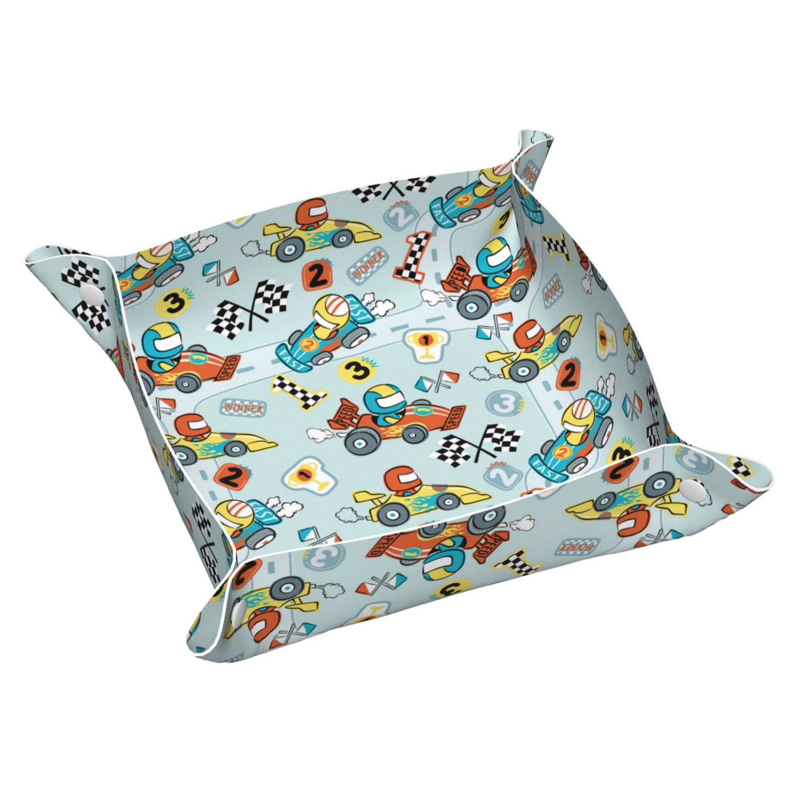 Valet Tray, Cartoon Car Racing Faux Leather Desk Tray Vanity Tray Night ...
