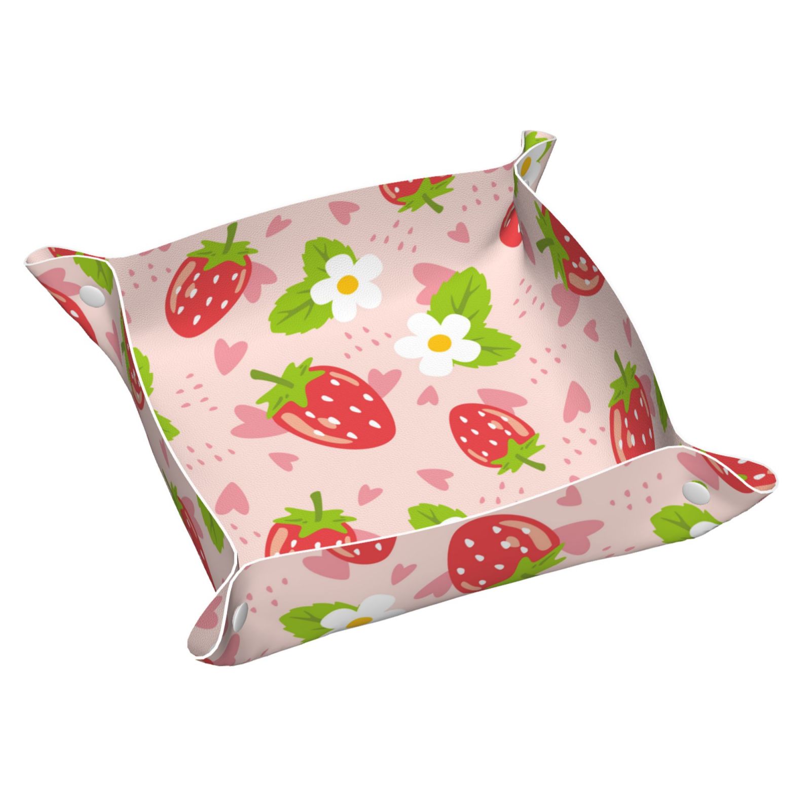 Valet Tray, Cute Strawberry Pink Love Faux Leather Desk Tray Vanity ...