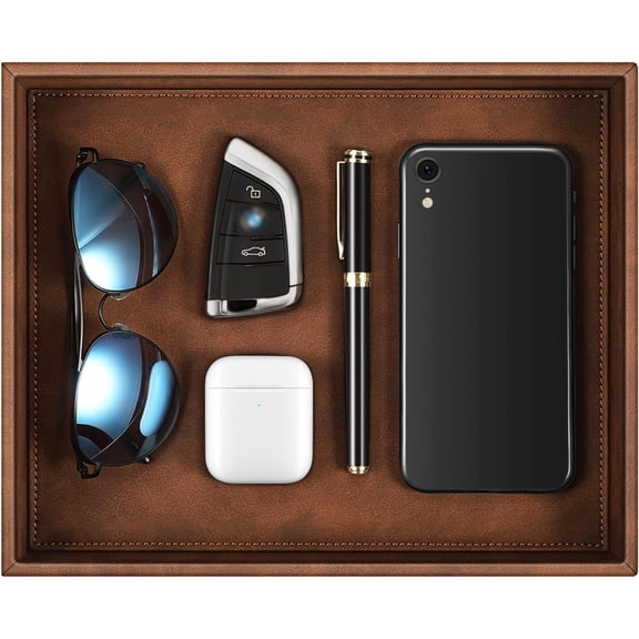 Valet Tray Desk Organizer PU Leather Catchall