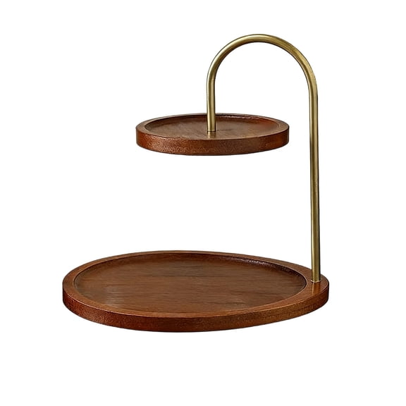 Valet Tray Double Layer Solid Wood Desktop Organizer for Entryway Vanity Jewelry & Perfume Storage