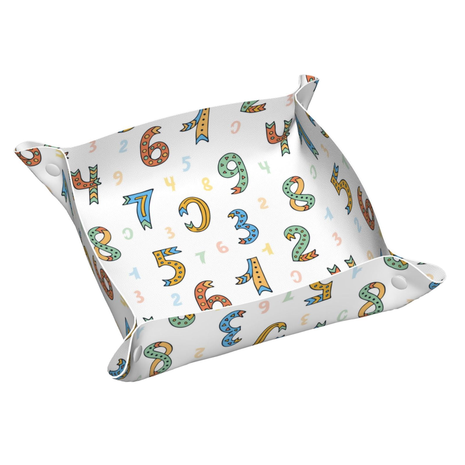 Leather Table Math Valet Tray, Math number Print cartoon Faux Leather Desk Tray Vanity ...