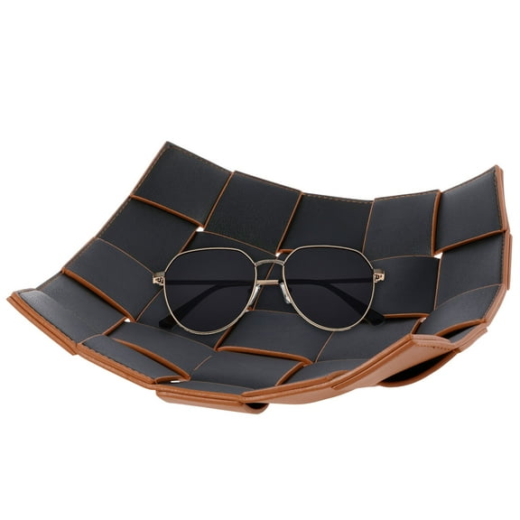 Valet Tray PU Leather Key Holder Bowl Reversible Valet Tray Organizer Waterproof Desk Organizer Tray Wear Resistant Catchall Tray for Wallet Keys Jewelry