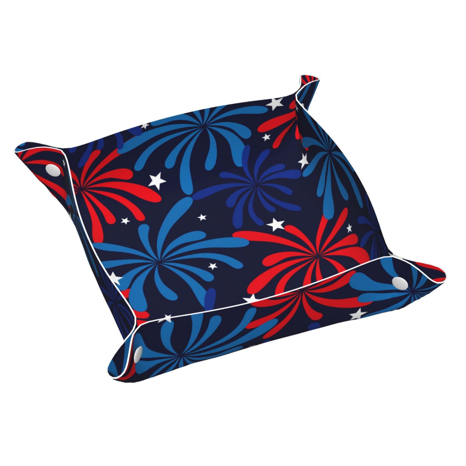 Valet Tray, Red White Blue Fireworks Faux Leather Desk Tray Vanity Tray ...