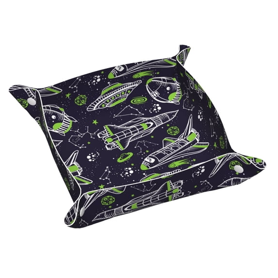 Valet Tray, green Space Pattern white Faux Leather Desk Tray Vanity Tray Night Stand Organizer Catch All Tray Key Bowl for Entryway Table, Elegant Valet Tray Storage for Men Women