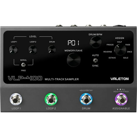 Valeton VLP-400 Multi-Track Sampler with 4 Footswitches - Two Full-Featured Loopers, Drum Machine