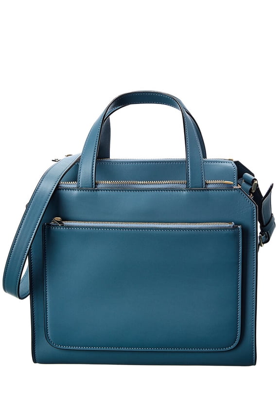 Passepartout Medium Leather Tote, Blue