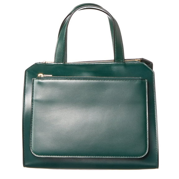 Valextra Passepartout Medium Leather Tote, Green