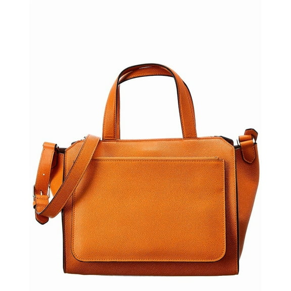 Valextra Passepartout Medium Leather Tote, Orange