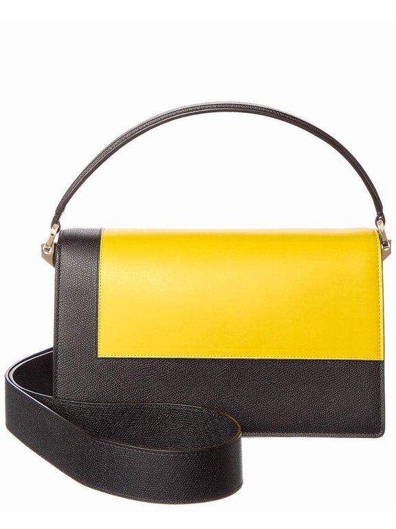 Swing Medium Leather Shoulder Bag, Black