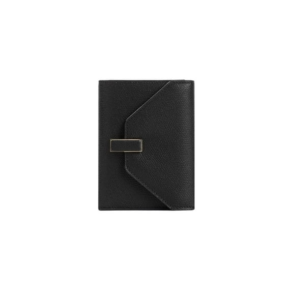 Valextra Women's Compact Black Calf Leather Iside Wallet Black