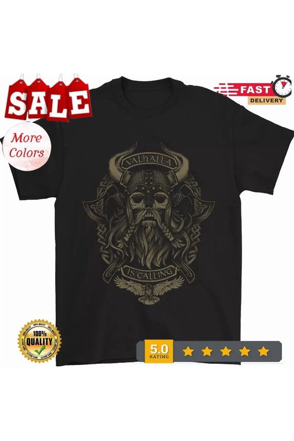 Valhalla Is Calling Vikings Odin Thor Gym Mens T-Shirt 100% Cotton