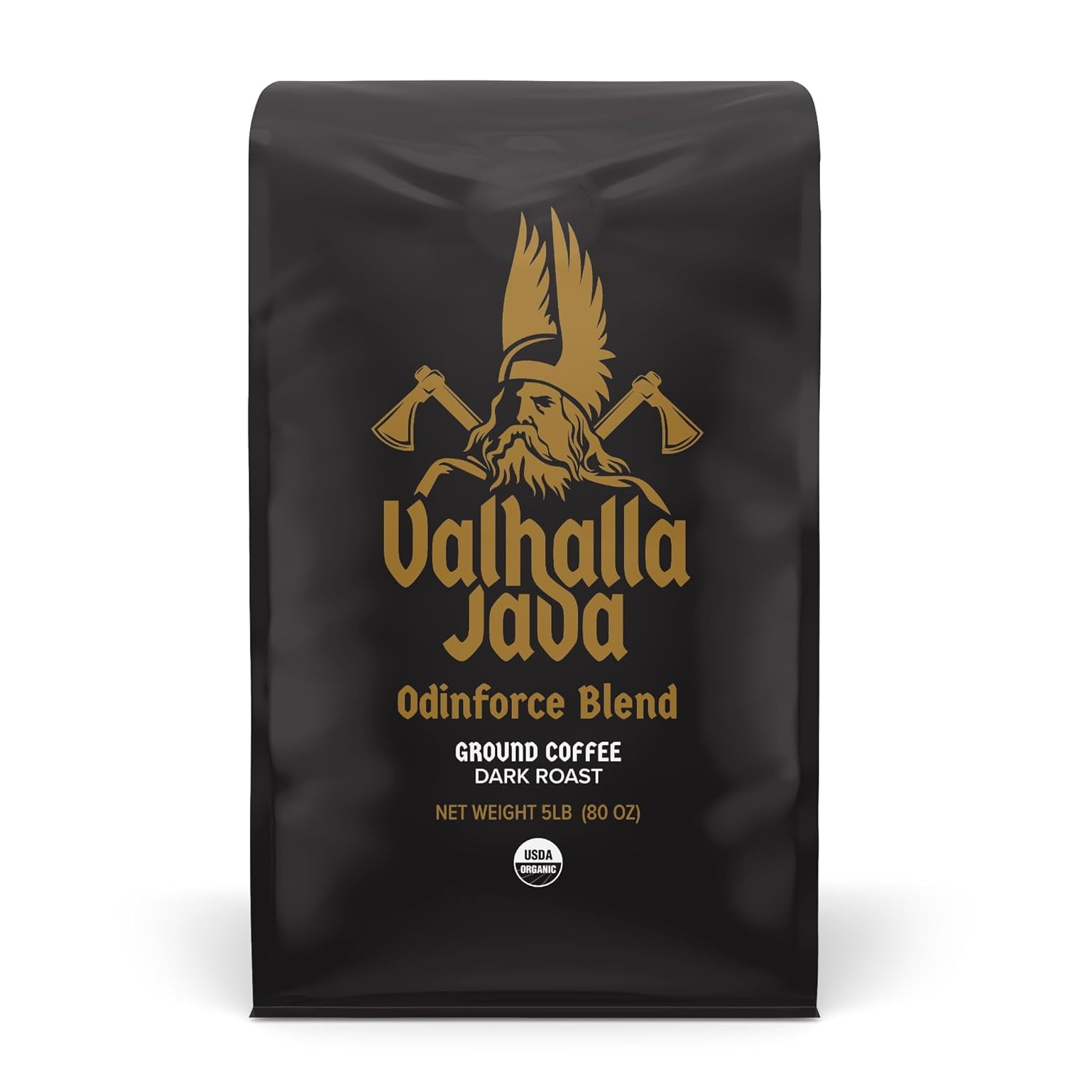 Valhalla Java Dark Roast Grounds Extra Kick of Caffeine 5 Lb
