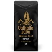 Valhalla Java Odinforce Blend Whole Bean Coffee, USDA Organic and Fair Trade, Medium Roast, Bold Arabica Robusta, 12 oz