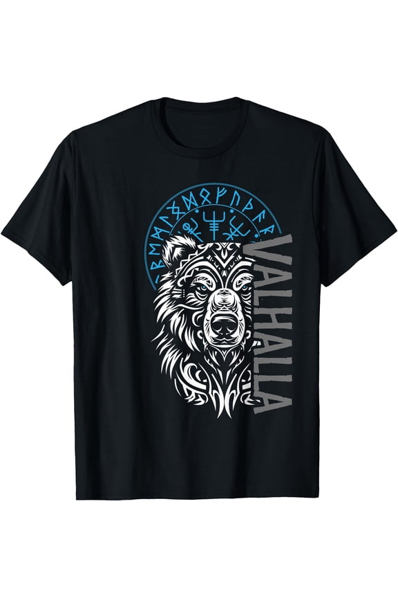 Valhalla & Viking Compass - Nordic Bear Design T-Shirt