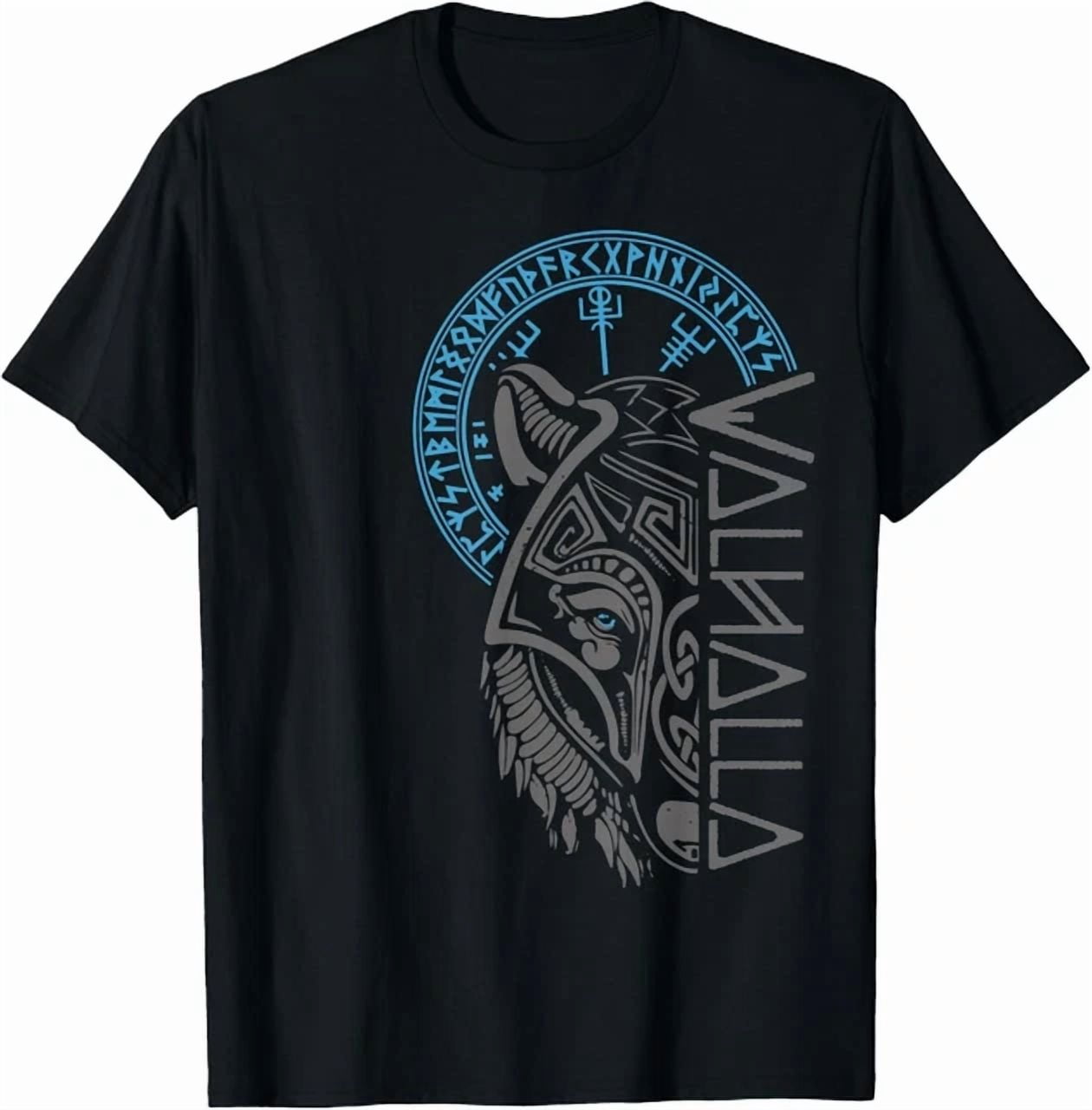 Nirdic Compass Valhalla Wolf Mask Odin Runes Norse Compass Viking Casual Look For ...