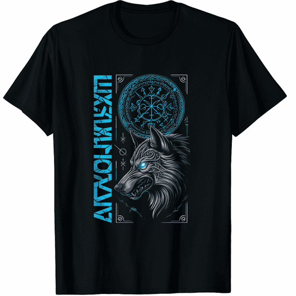 Valhalla Wolf Mask Odin Runes Norse Compass Viking T-Shirt for Men Women
