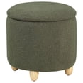 thumbnail image 1 of Valia Faux Sheepskin Upholstered Round Storage Ottoman Ivory, 1 of 4