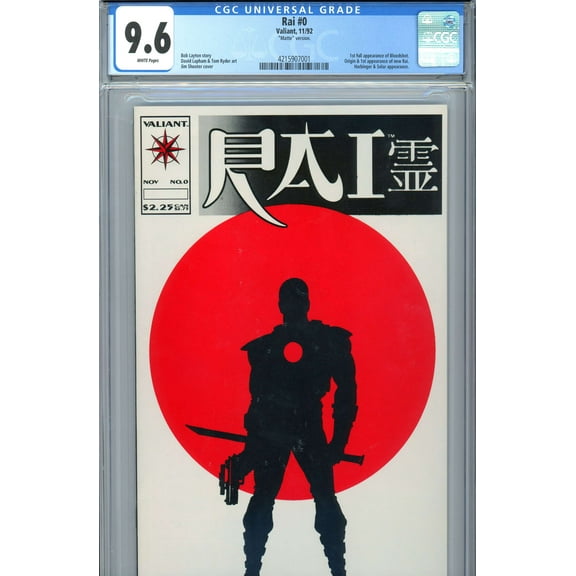 Valiant Comics Rai 1992 Comic Book #0 (Matte Version) (CGC 9.6)