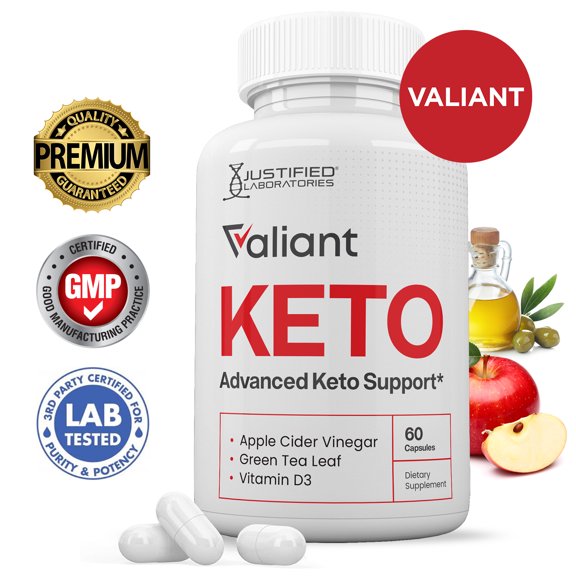 Valiant Keto ACV Pills 1275mg Alternative to Gummies Dietary Supplement 60 Capsules