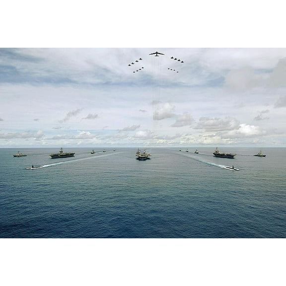 Valiant Shield with Aircraft Carrier Strike Groups - 20x30 Inch Glossy Laminated Poster - Stunning Detail and Bold Colors