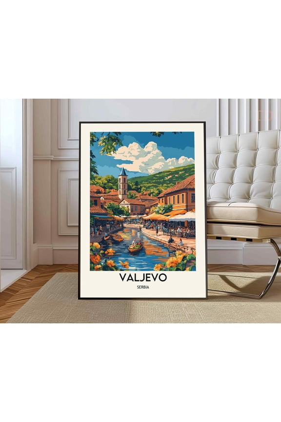 Valjevo Serbia City Poster, Unframed Canvas 16x20in