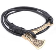 ANILUX Valknut Axe Wrap Bracelet Helm of Awe Valknut Amulet Norse Viking Bracelet for Men