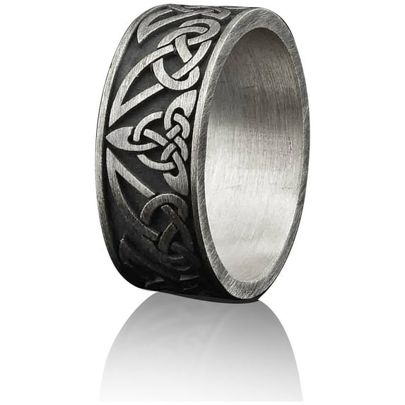 Valknut Handmade Sterling Silver Men Band Ring, Viking Knot Wedding Men Ring, Norse Mythology Compass Wedding Men Band, Statement Band Ring