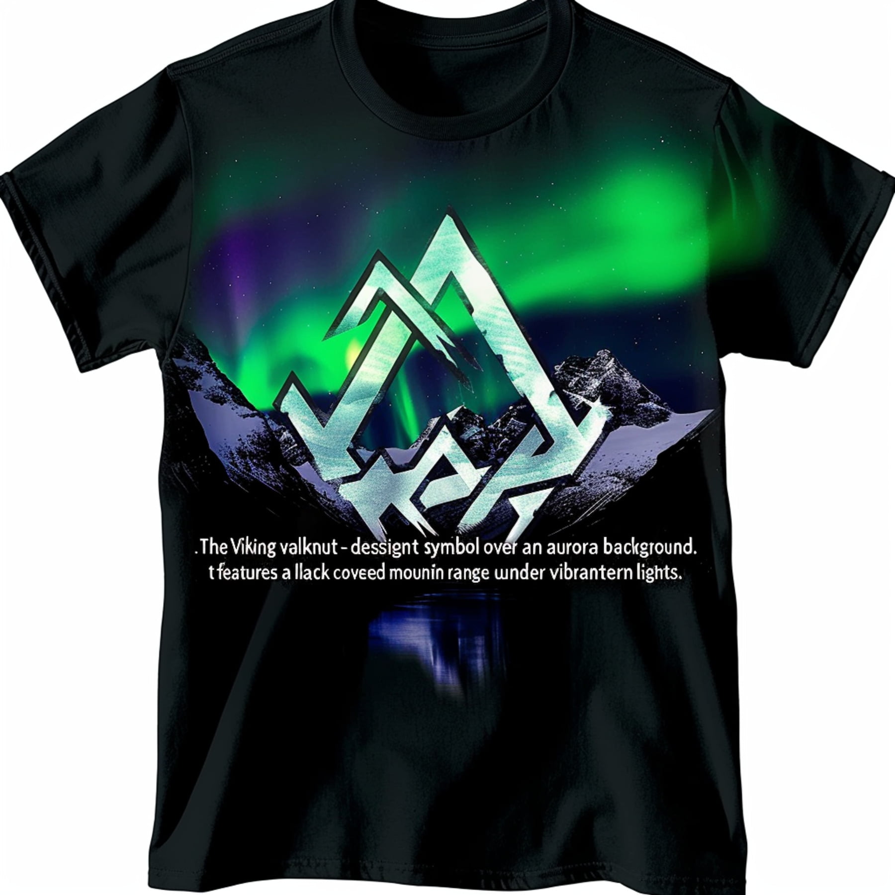 Valknut Symbol & Borealis TShirt Norse Design with SnowCovered ...