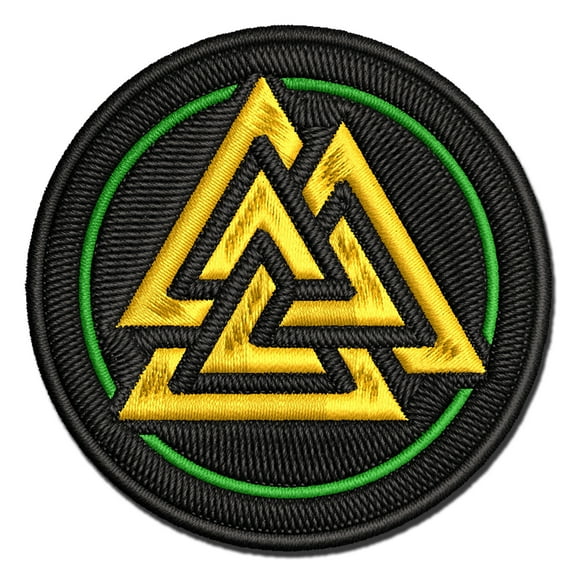 Valknut Symbol Viking Applique Multi-Color Embroidered Hook & Loop Patch - 2.0 Inch Mini