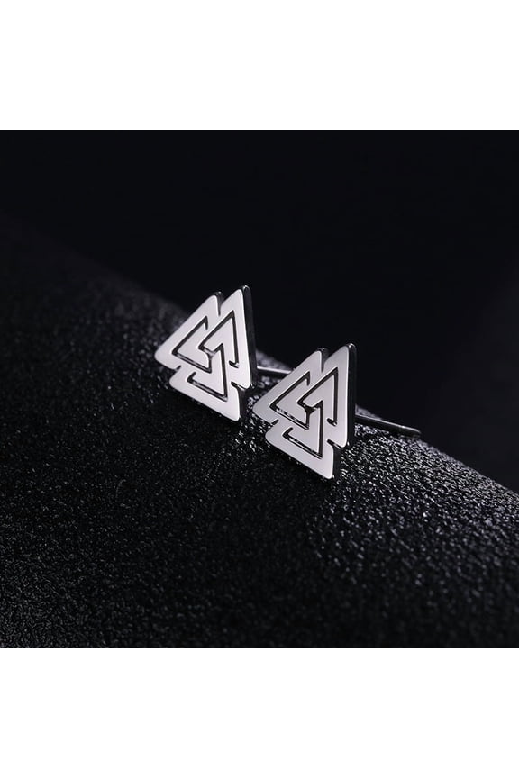 Valknut Triskelion Celtic Knot Earrings Set for Men Women 14K Yellow Gold Earring Studs Viking Jewelry Ear Accessories