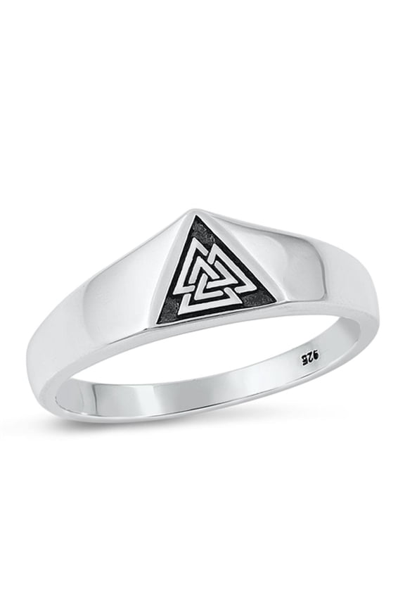 Valknut Viking Courage Warrior Ring .925 Sterling Silver Band Jewelry Female Male Unisex Size 9