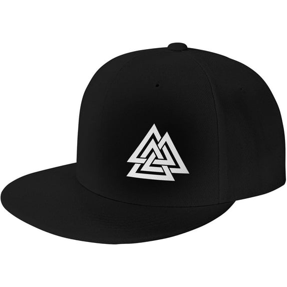 Valknut Viking Design Snapback Hat Classic Fashion Trucker Adjustable Brim Baseball Cap for Men Women Black