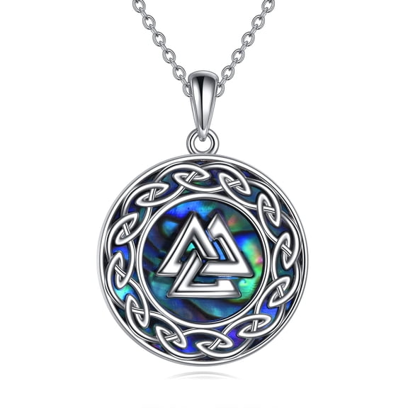 Valknut Viking Necklace 925 Sterling Silver Odin Knot Pendant Necklace Celtic Nordic Pagan Jewelry Gifts for Men Women (Viking Valknut Necklace)