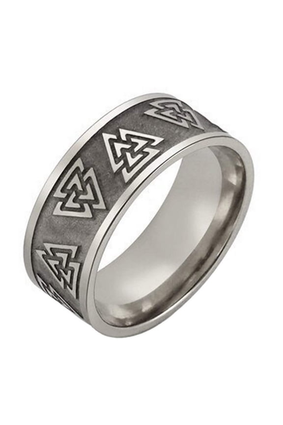 Valknut Viking Ring Stainless Steel Odin Norse Warrior Knot Band