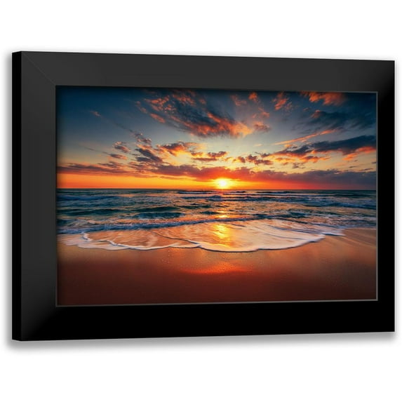 Valkov, Valentin 14x11 Black Modern Framed Museum Art Print Titled - Sunrise on the beach