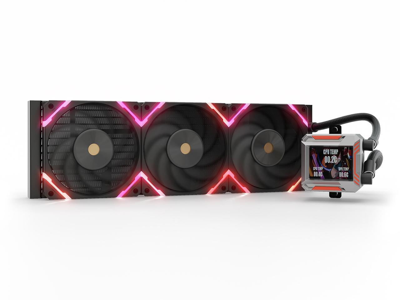 Valkyrie Syn 360 Black AIO CPU Liquid Cooler LCD Screen Inside PC