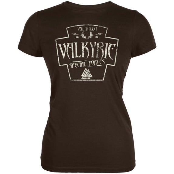Valkyrie Valhalla Special Forces Retro Vintage Juniors Soft T Shirt Brown X-LG