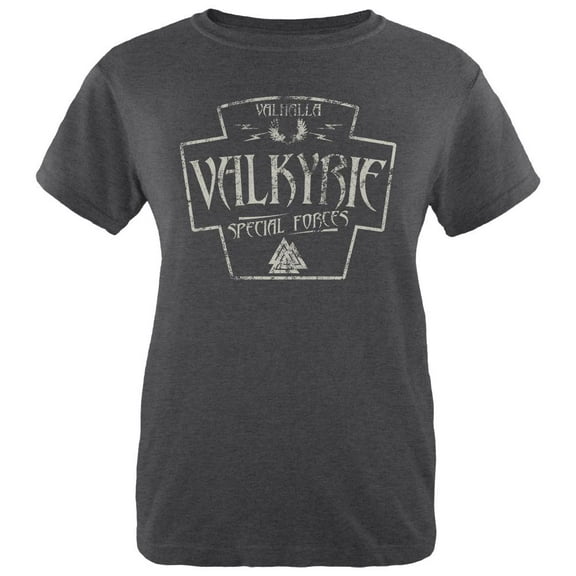 Valkyrie Valhalla Special Forces Retro Vintage Womens Soft Heather T Shirt Deep Heather LG