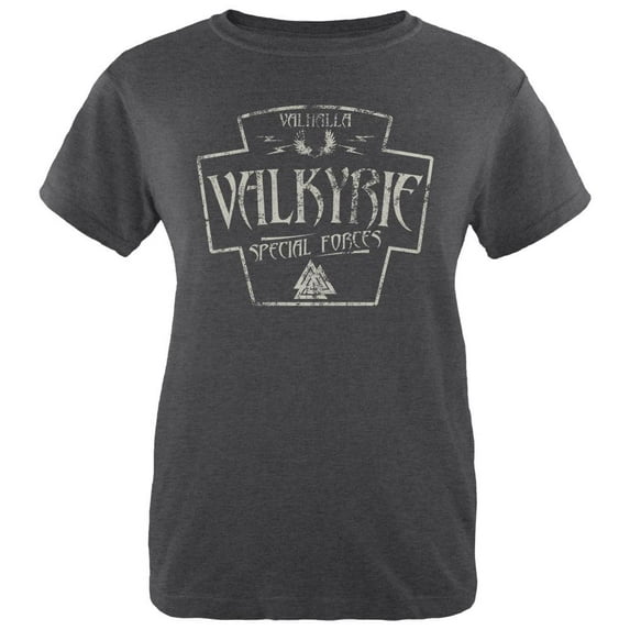 Valkyrie Valhalla Special Forces Retro Vintage Womens Soft Heather T Shirt Deep Heather X-LG