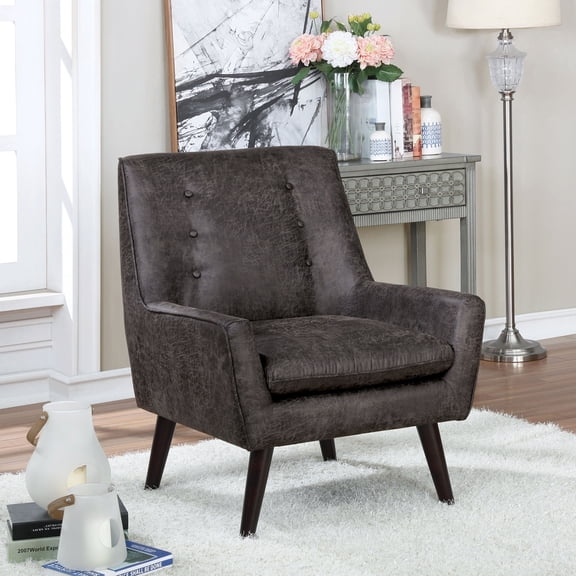 Valla Button Tufted Fabric Accent Chair, Gray