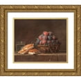 thumbnail image 1 of Vallayer-Coster, Anne 14x12 Gold Ornate Wood Framed with Double Matting Museum Art Print Titled - Basket of Plums, 1 of 4