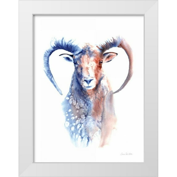 Valle, Aimee Del 12x14 White Modern Wood Framed Museum Art Print Titled - Copper and Blue Ram