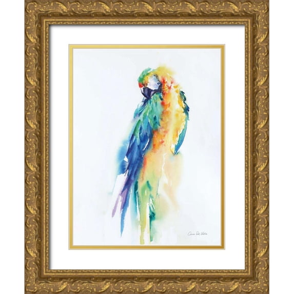 Valle, Aimee Del 15x18 Gold Ornate Wood Framed with Double Matting Museum Art Print Titled - Colorful Parrots II