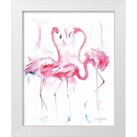 Valle, Aimee Del 15x18 White Modern Wood Framed Museum Art Print Titled - Flamingo Trio
