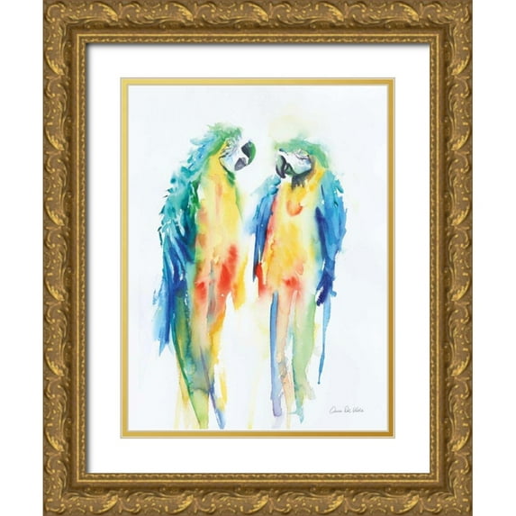 Valle, Aimee Del 19x24 Gold Ornate Wood Framed with Double Matting Museum Art Print Titled - Colorful Parrots I