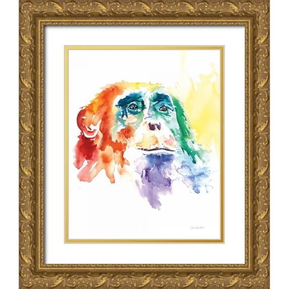 Valle, Aimee Del 20x24 Gold Ornate Wood Framed with Double Matting Museum Art Print Titled - Chimpanzee I